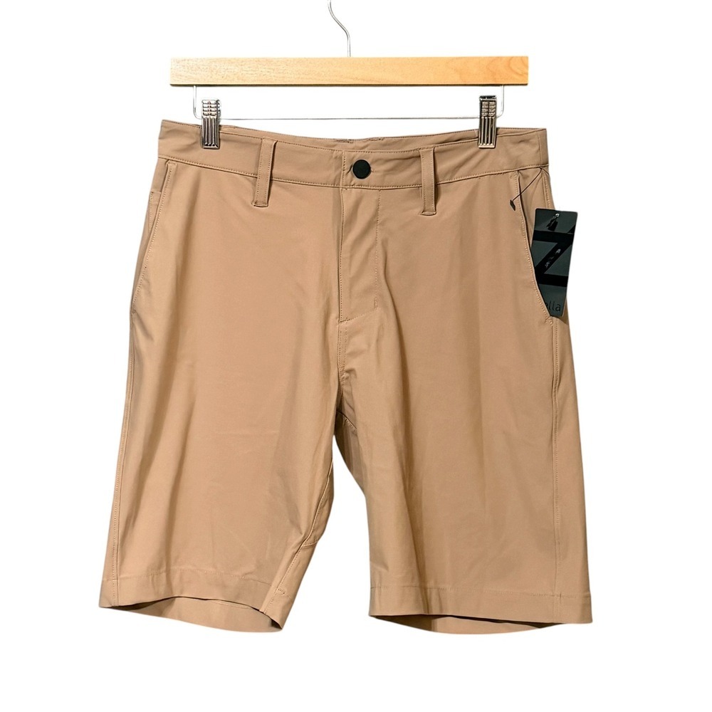 Zella Mens Performance Stretch Chino Shorts Tan Khaki Size 28 Activewear Hiking